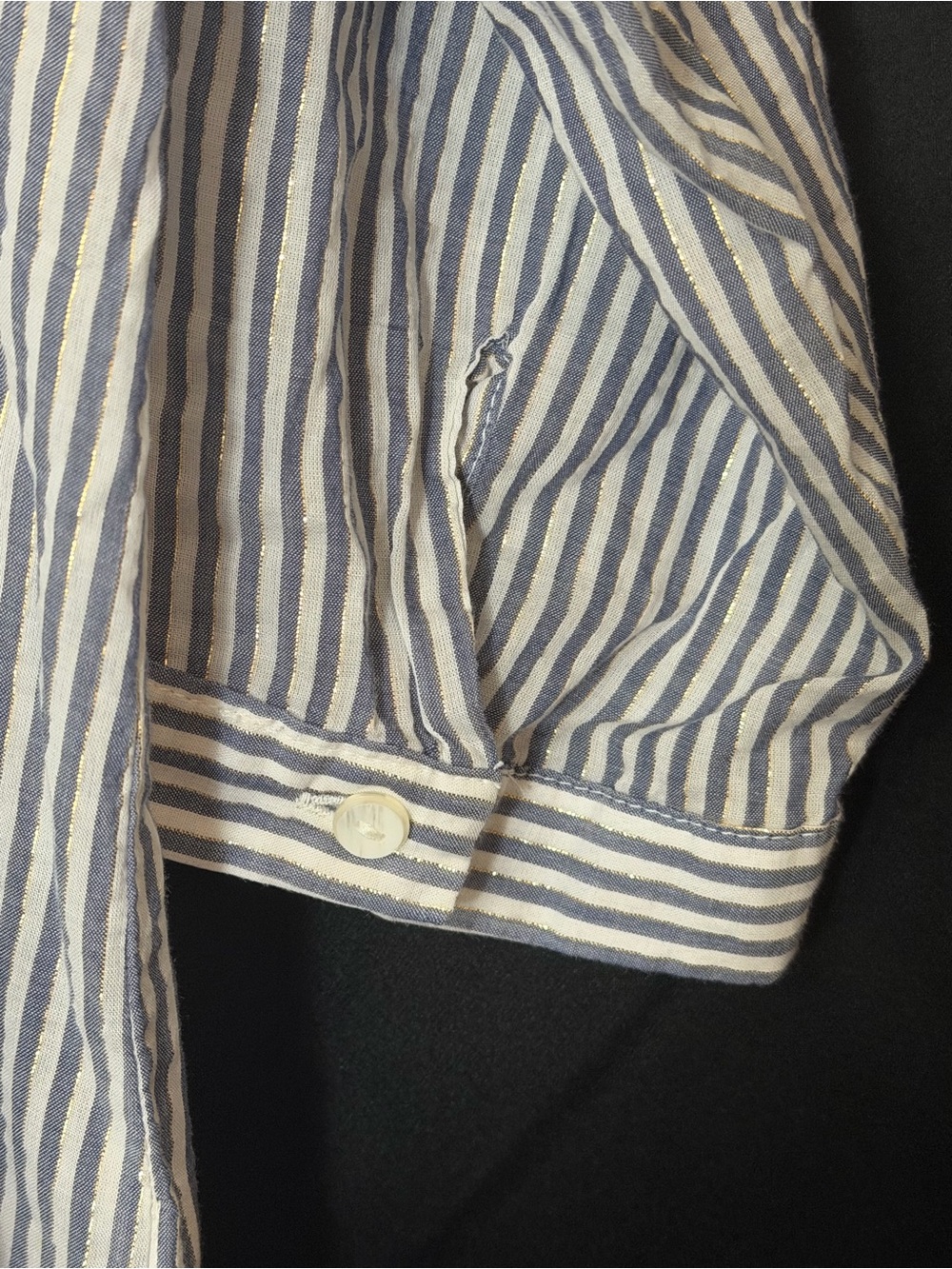 Liz Claiborne Navy and White Striped Tunic Top - Picture 3 of 5